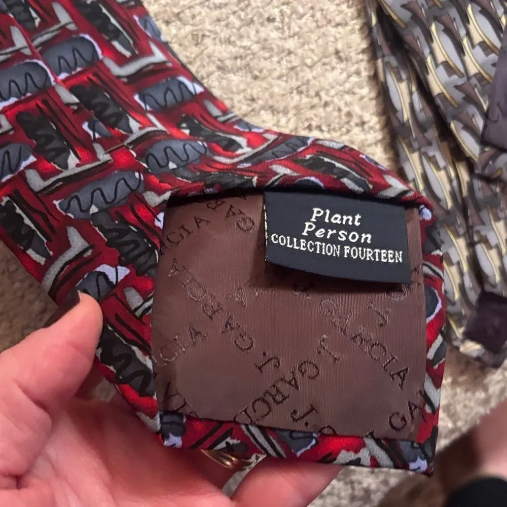 J. Garcia Vibrant Tie Collection in Red, Black, and Gray
